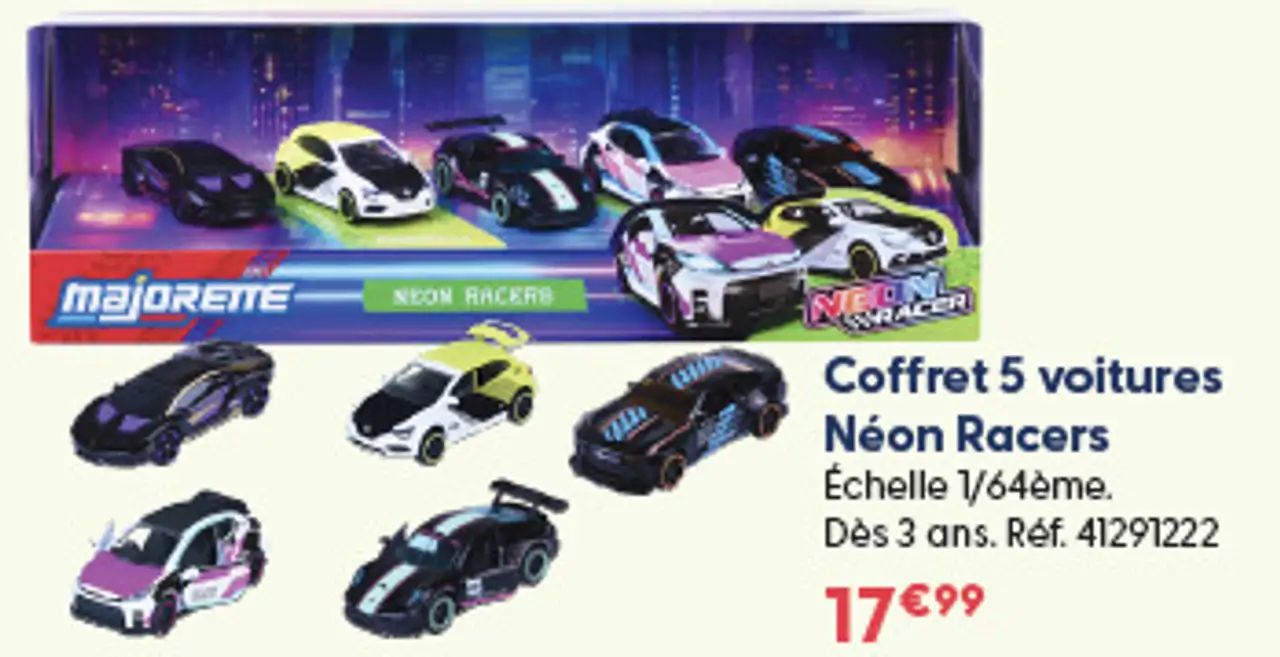 Coffret 5 voitures Néon Racers Majorette
