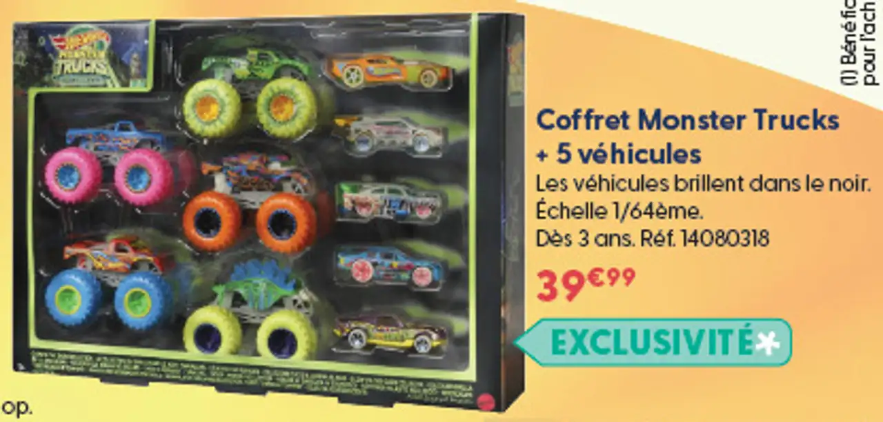 Coffret Monster Trucks + 5 véhicules Hot Wheels