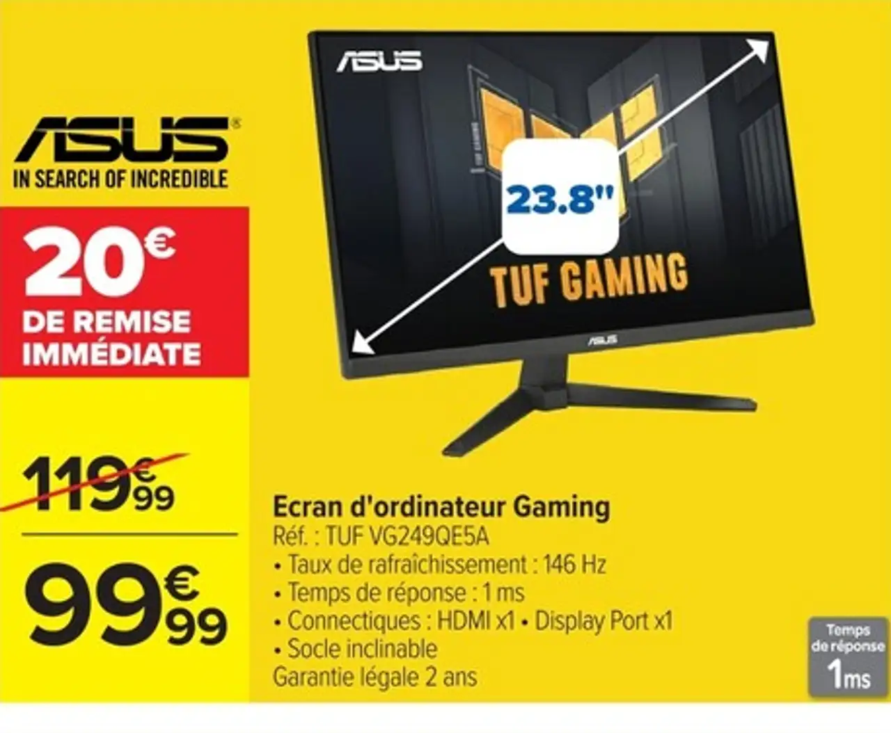 Ecran d'ordinateur Gaming ASUS TUF VG249QE5A