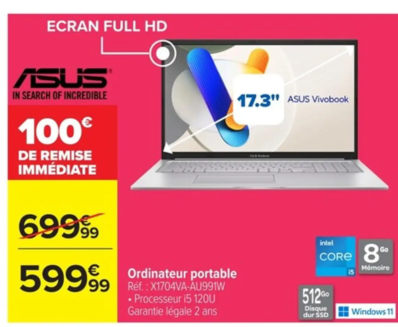 Ordinateur portable ASUS Vivobook X1704VA-AU991W