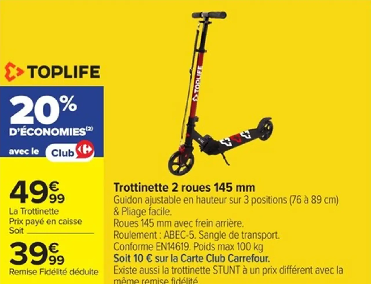 Trottinette 2 roues 145 mm Toplife