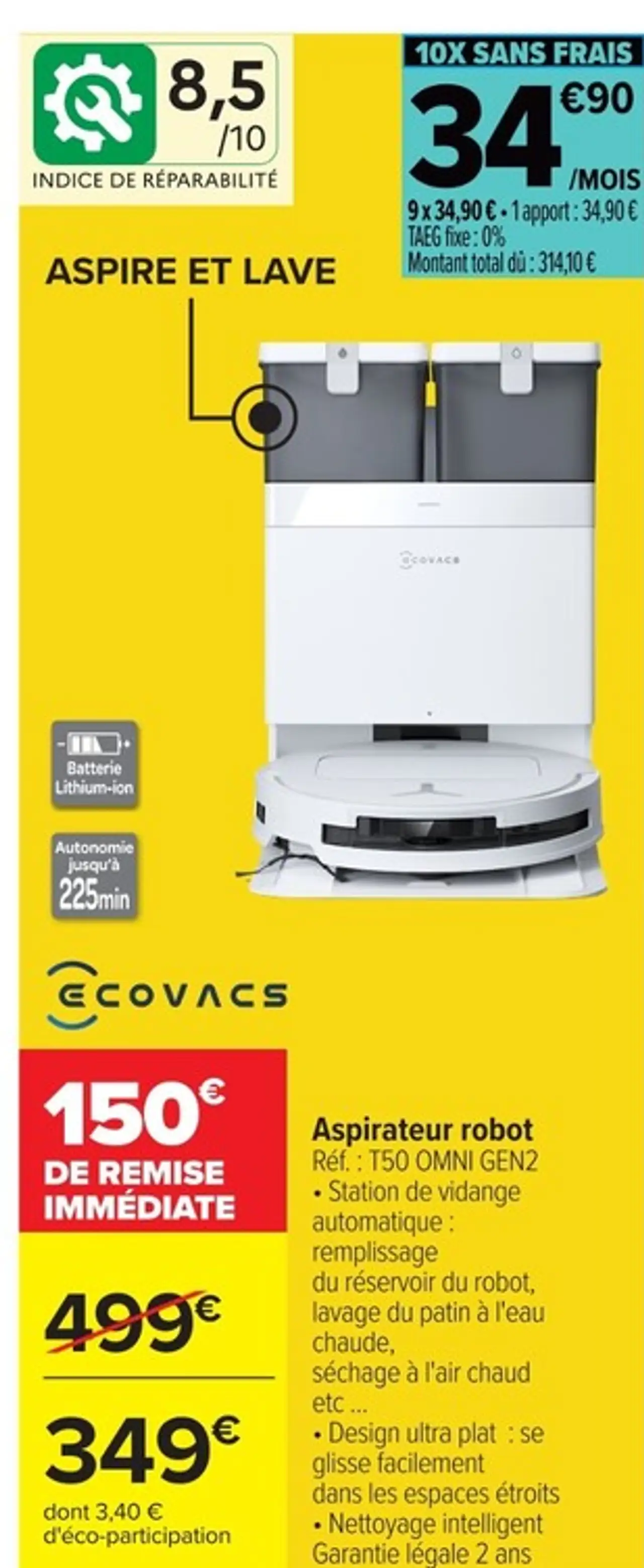 Aspirateur robot Ecovacs T50 OMNI GEN2