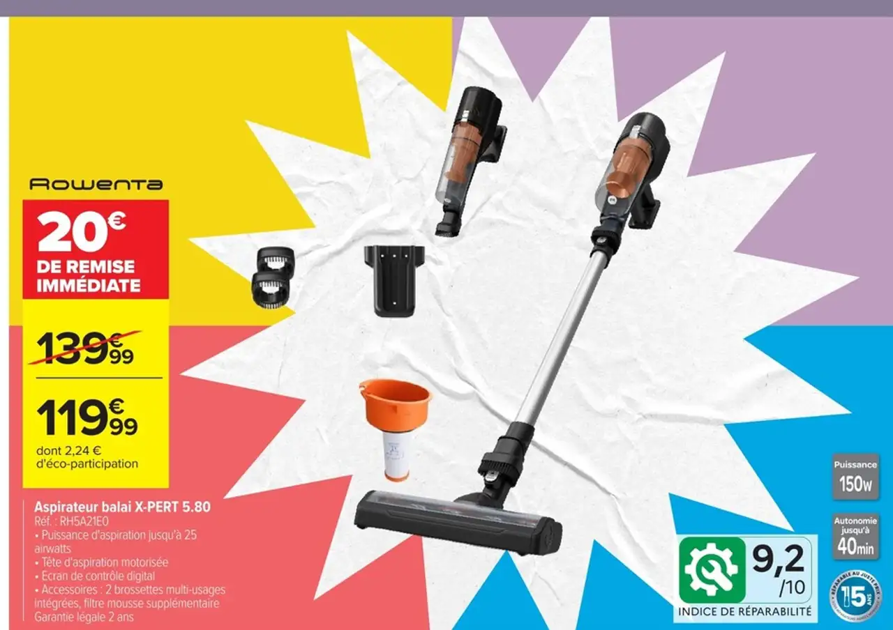 Aspirateur balai Rowenta X-PERT 5.80