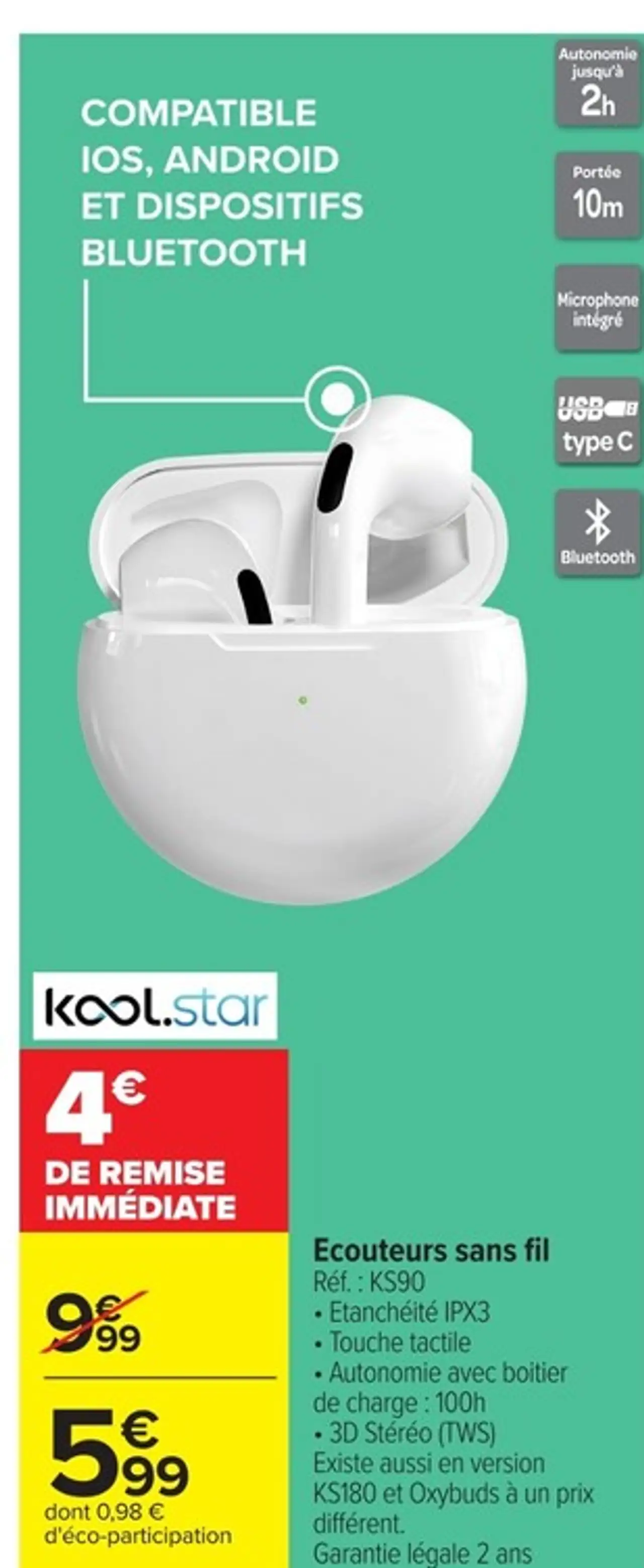 Kool.star Ecouteurs sans fil KS90