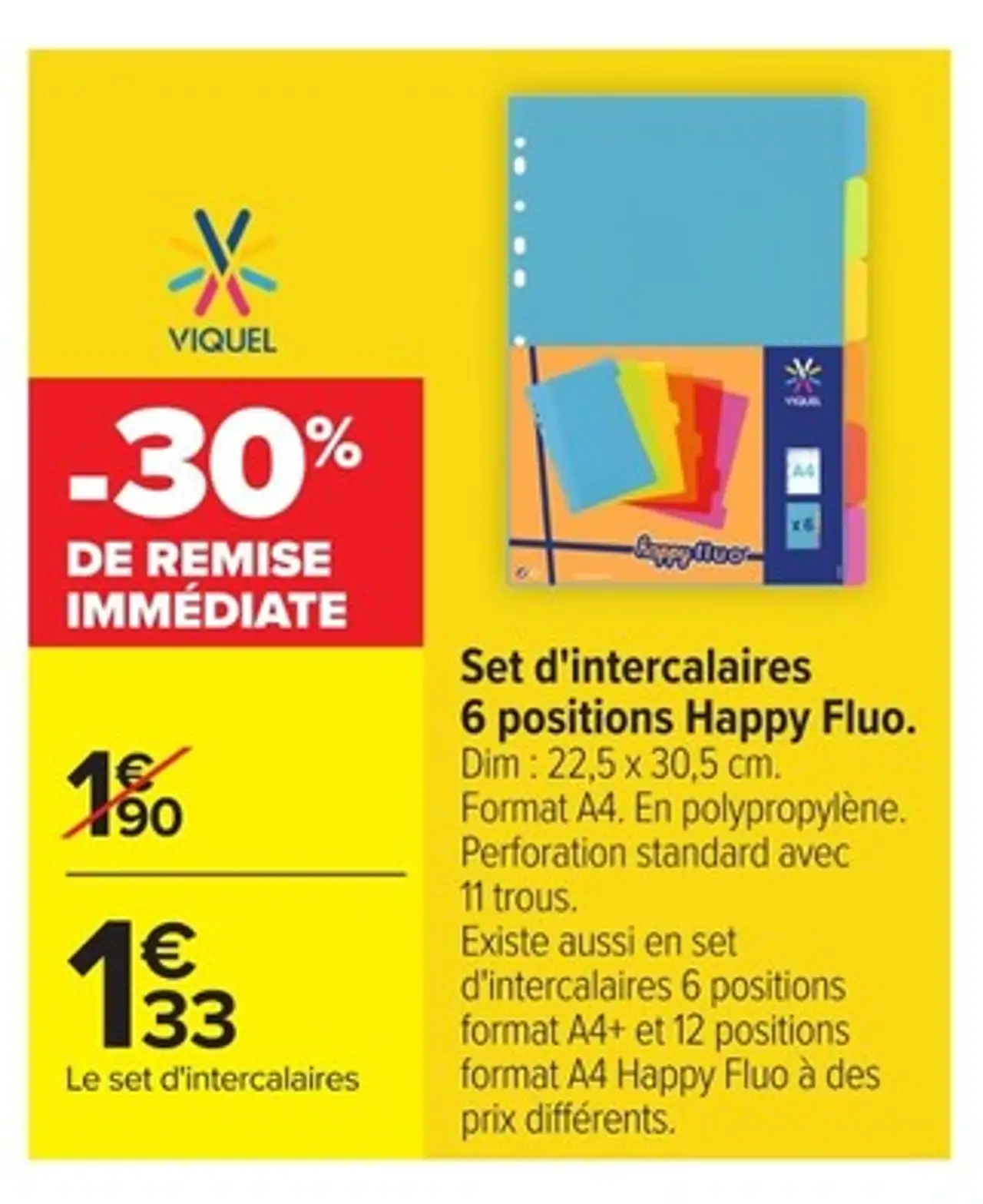 Set d'intercalaires 6 positions Happy Fluo Viquel