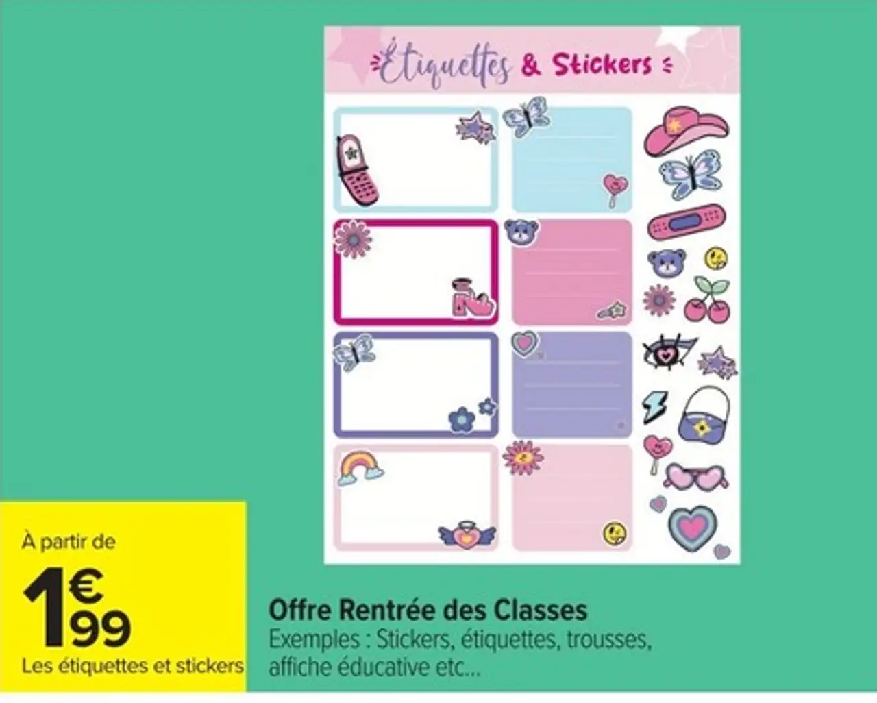 Les étiquettes et stickers Offre Rentrée des Classes