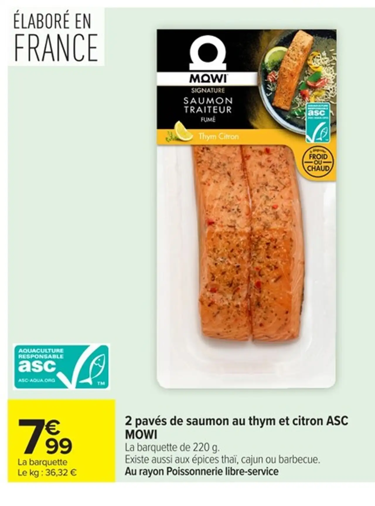 2 pavés de saumon au thym et citron ASC MOWI