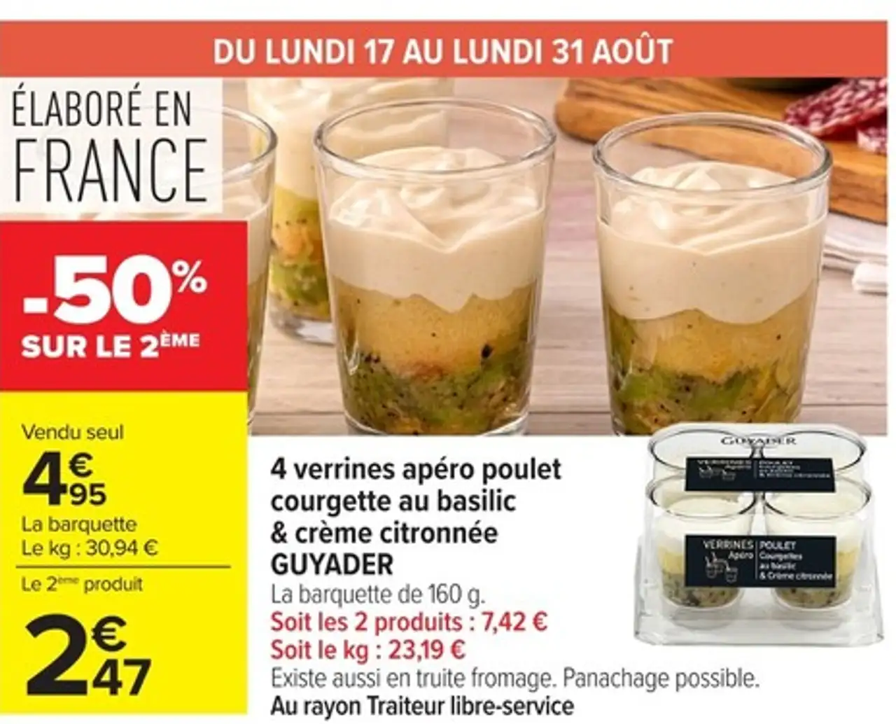 4 verrines apéro poulet courgette au basilic & crème citronnée Guyader