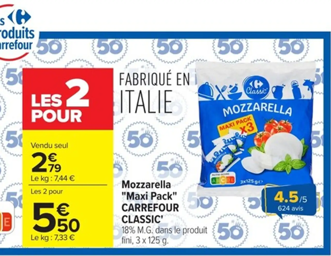 Mozzarella "Maxi Pack" CARREFOUR CLASSIC'