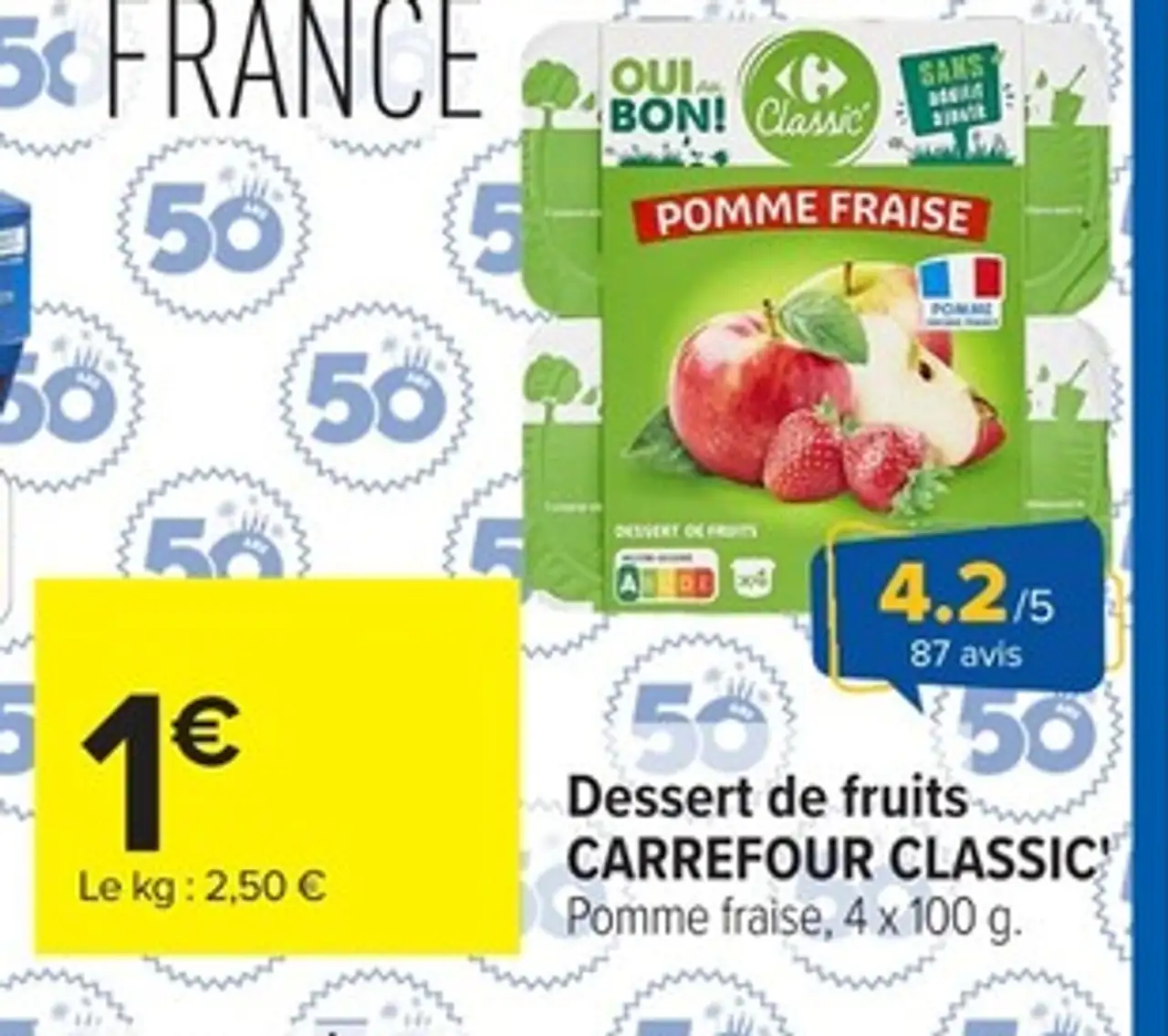 Dessert de fruits CARREFOUR CLASSIC Pomme fraise