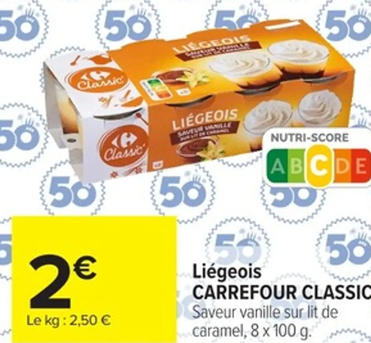 Liégeois CARREFOUR CLASSIC Saveur vanille sur lit de caramel