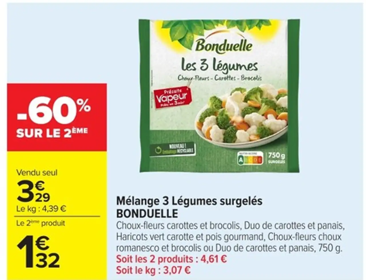 Mélange 3 Légumes surgelés BONDUELLE