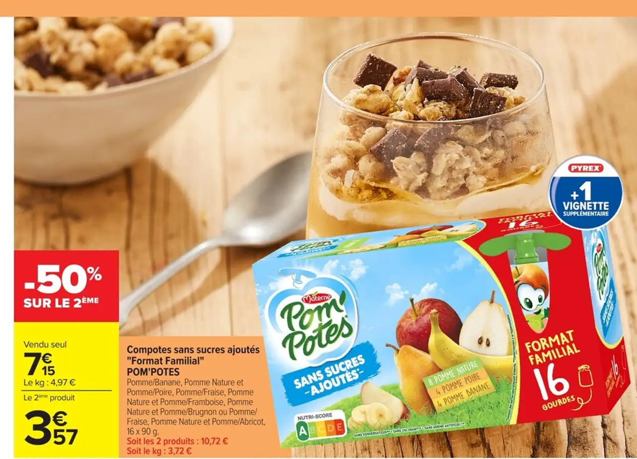 Compotes sans sucres ajoutés "Format Familial" POM'POTES