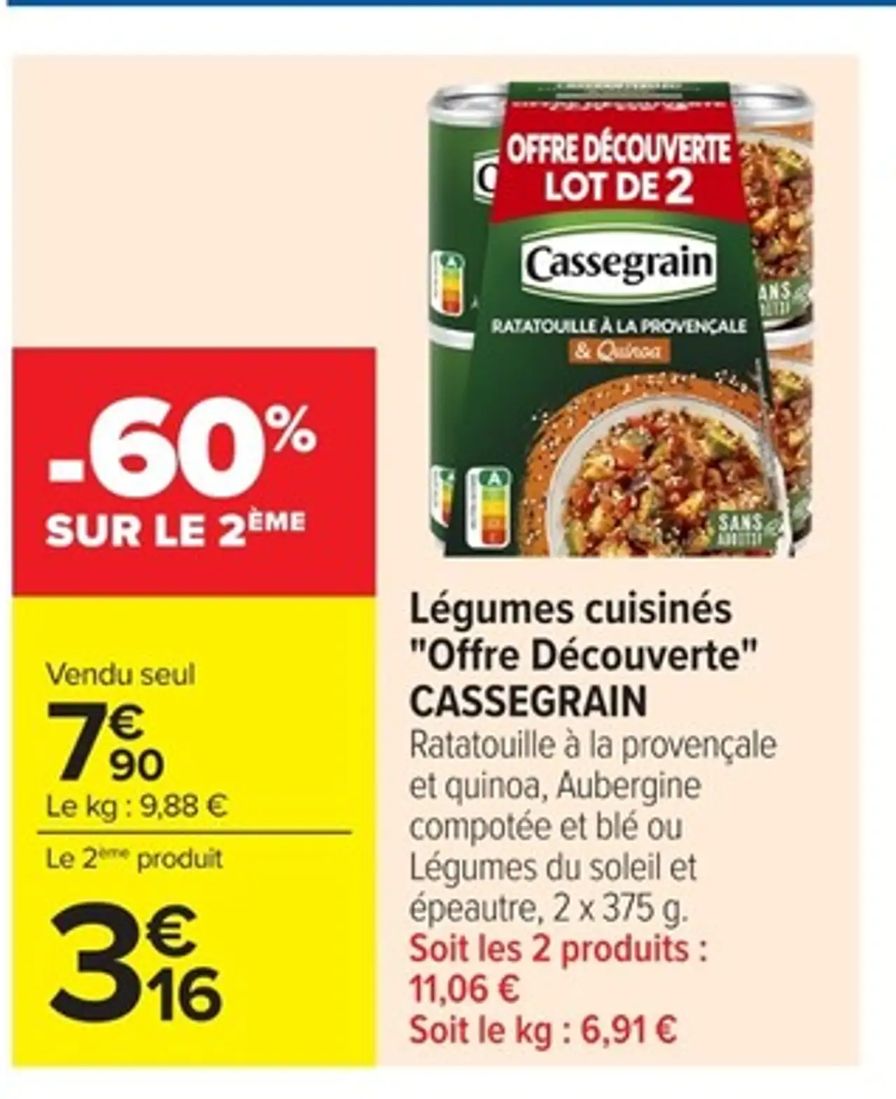 Légumes cuisinés "Offre Découverte" CASSEGRAIN