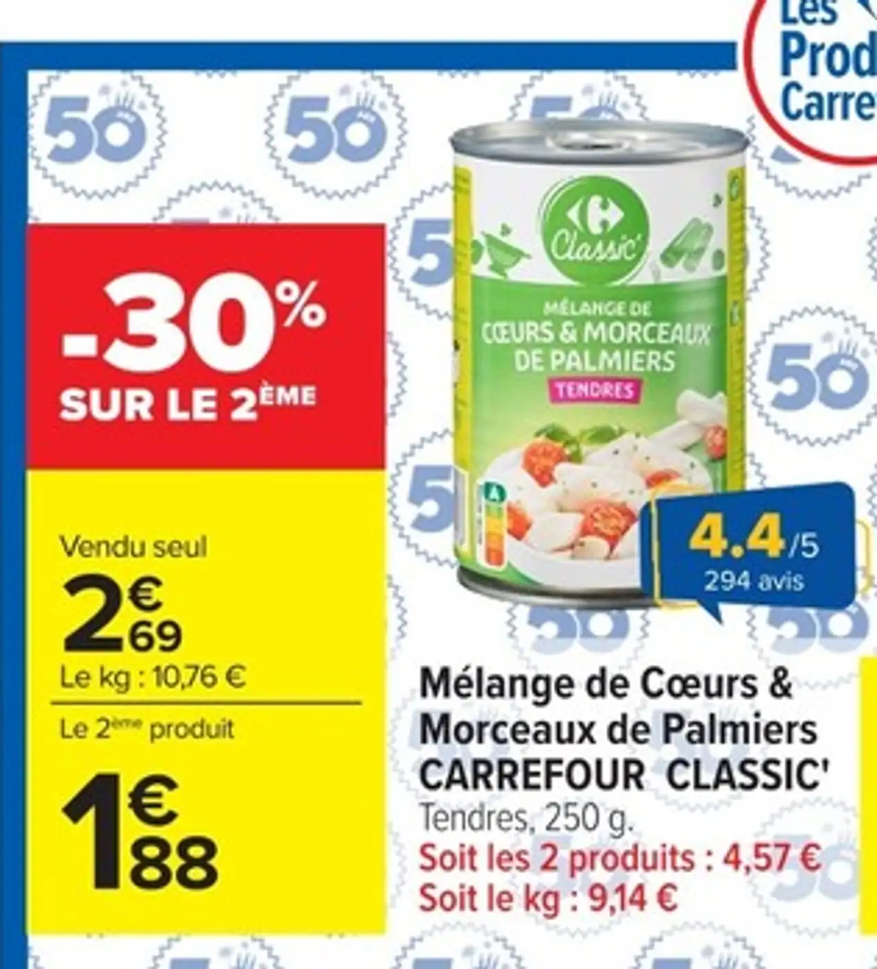 Mélange de Cœurs & Morceaux de Palmiers CARREFOUR CLASSIC'