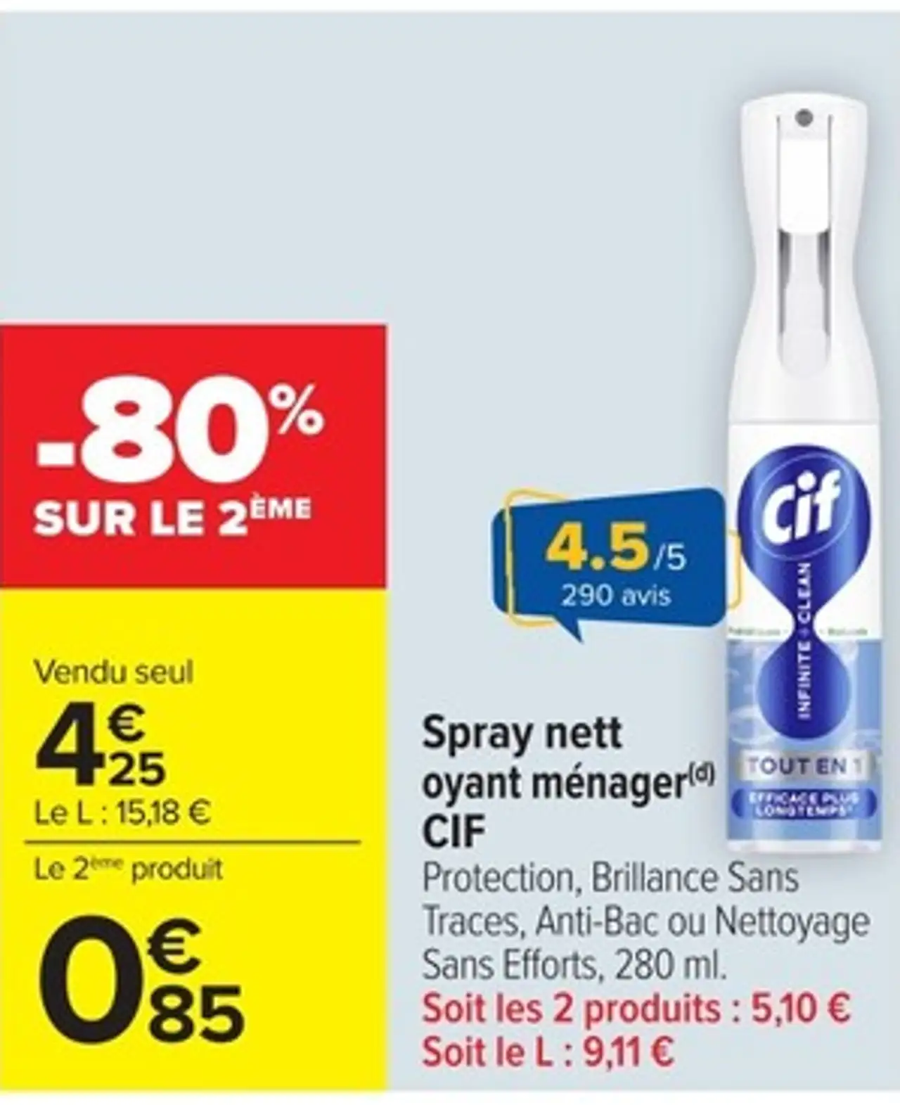 Spray nettoyant ménager Cif Protection, Brillance Sans Traces