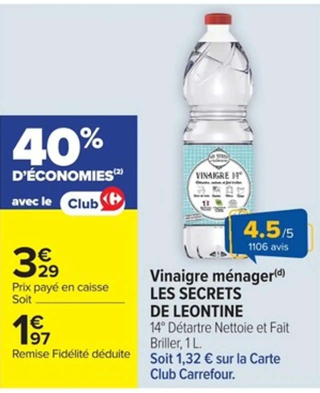 Vinaigre ménager Les Secrets de Léontine 14°