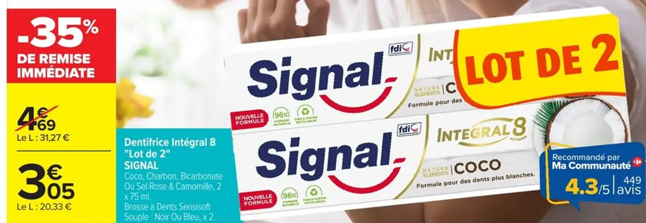 Dentifrice Intégral 8 "Lot de 2" Signal