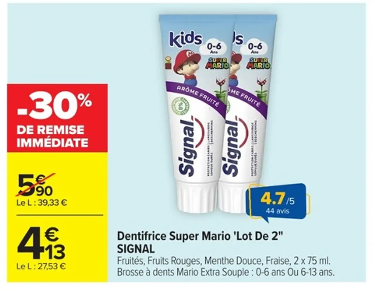 Dentifrice Super Mario "Lot de 2" Signal