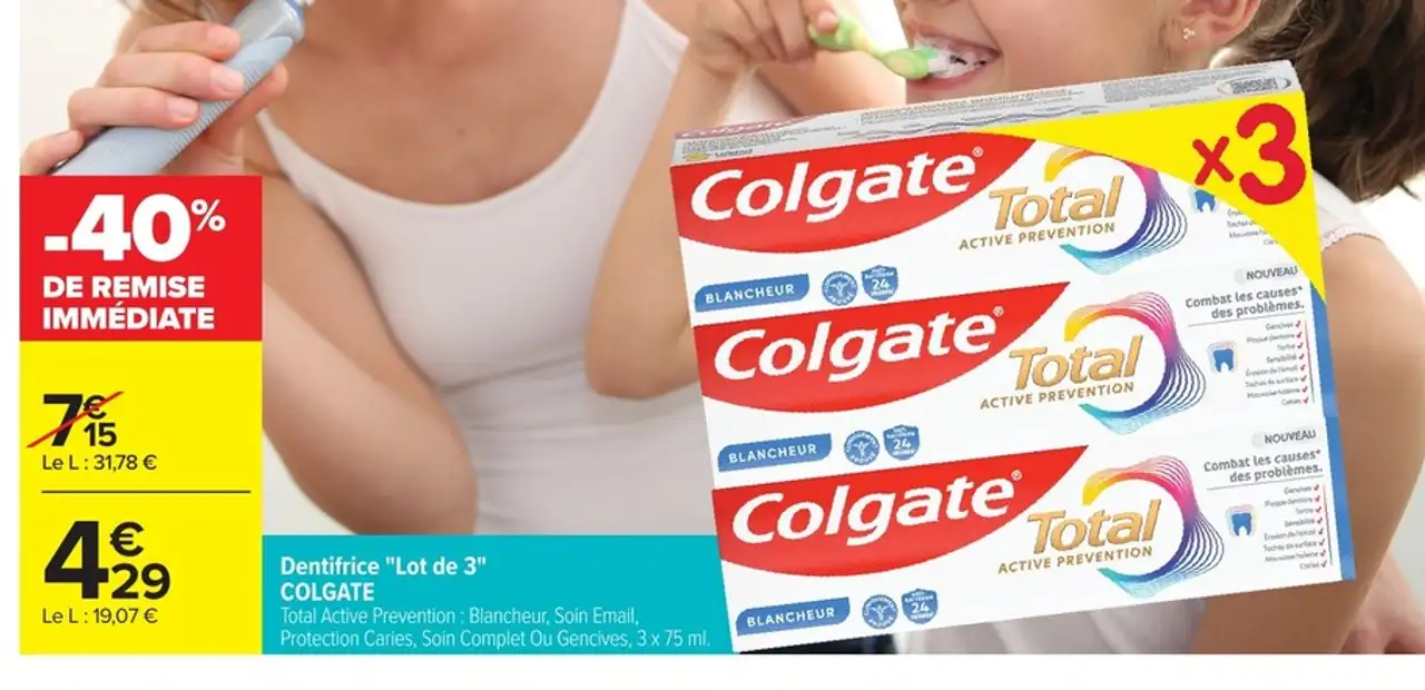Dentifrice "Lot de 3" COLGATE Total Active Prevention