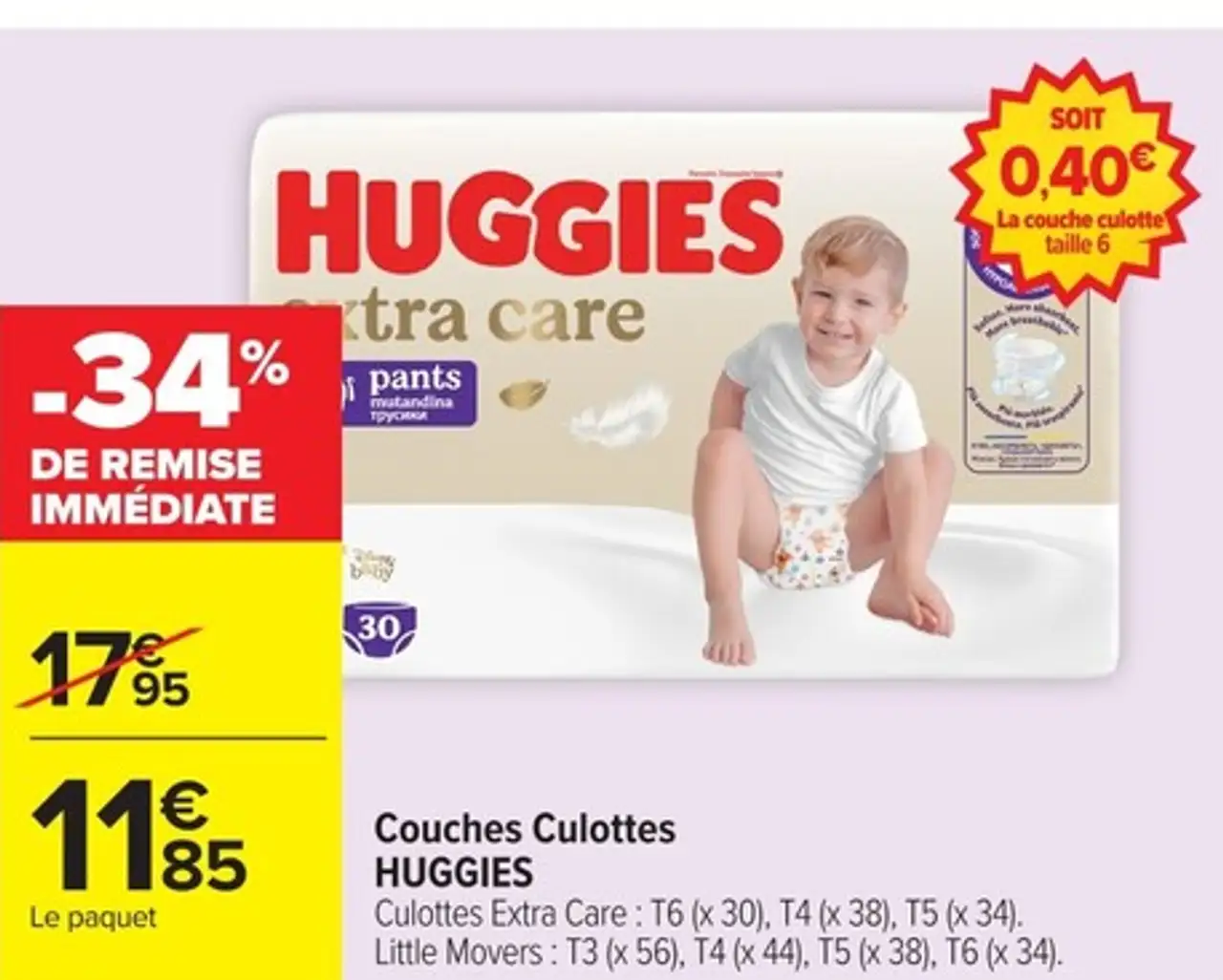 Couches Culottes Huggies Extra Care