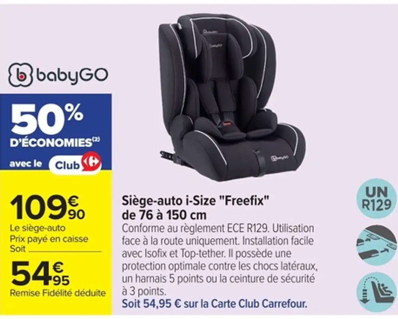 babyGO Siège-auto i-Size "Freefix" de 76 à 150 cm
