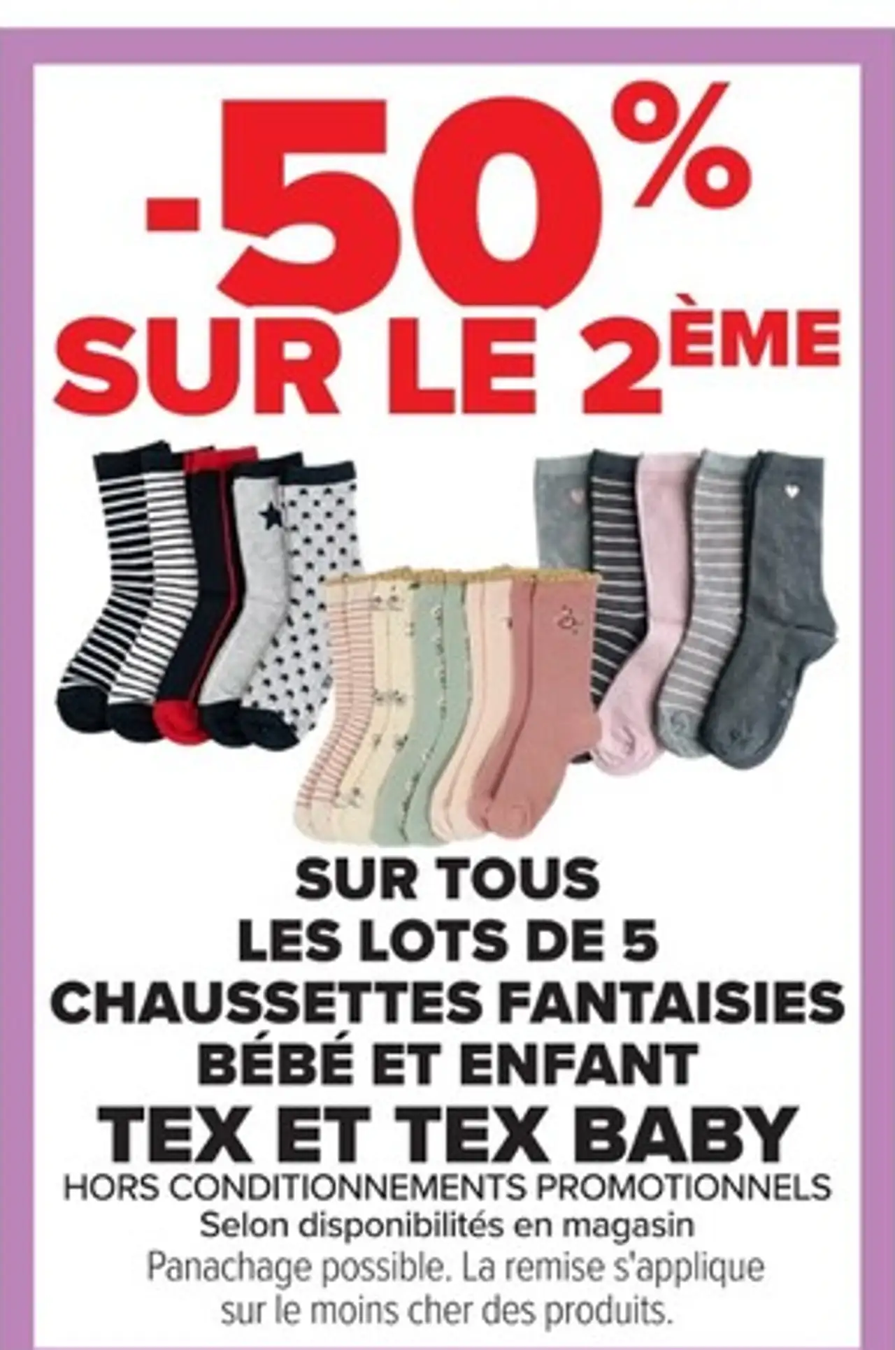 Lots de 5 chaussettes fantaisies bébé et enfant Tex et Tex Baby