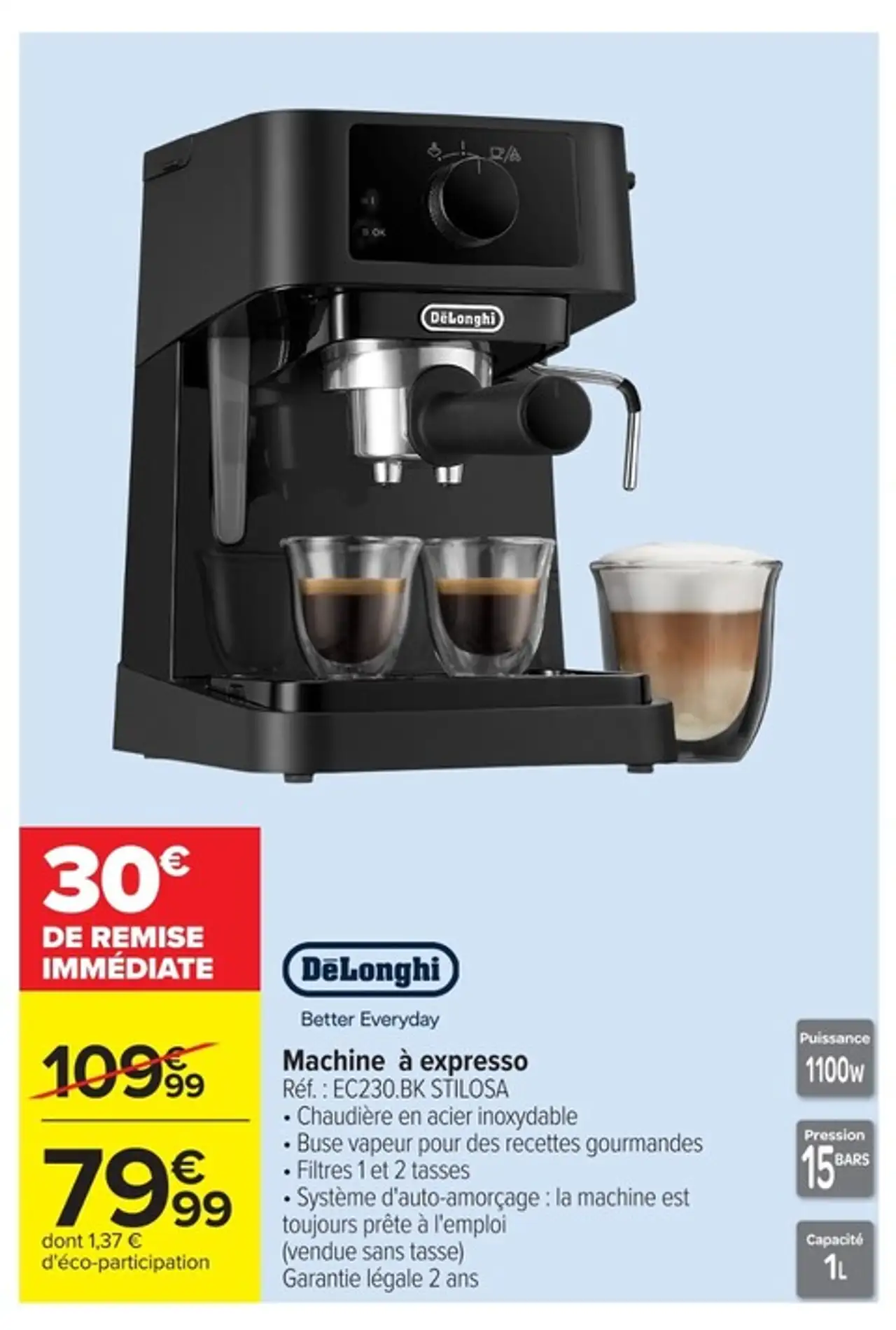 Machine à espresso DeLonghi EC230.BK STILOSA