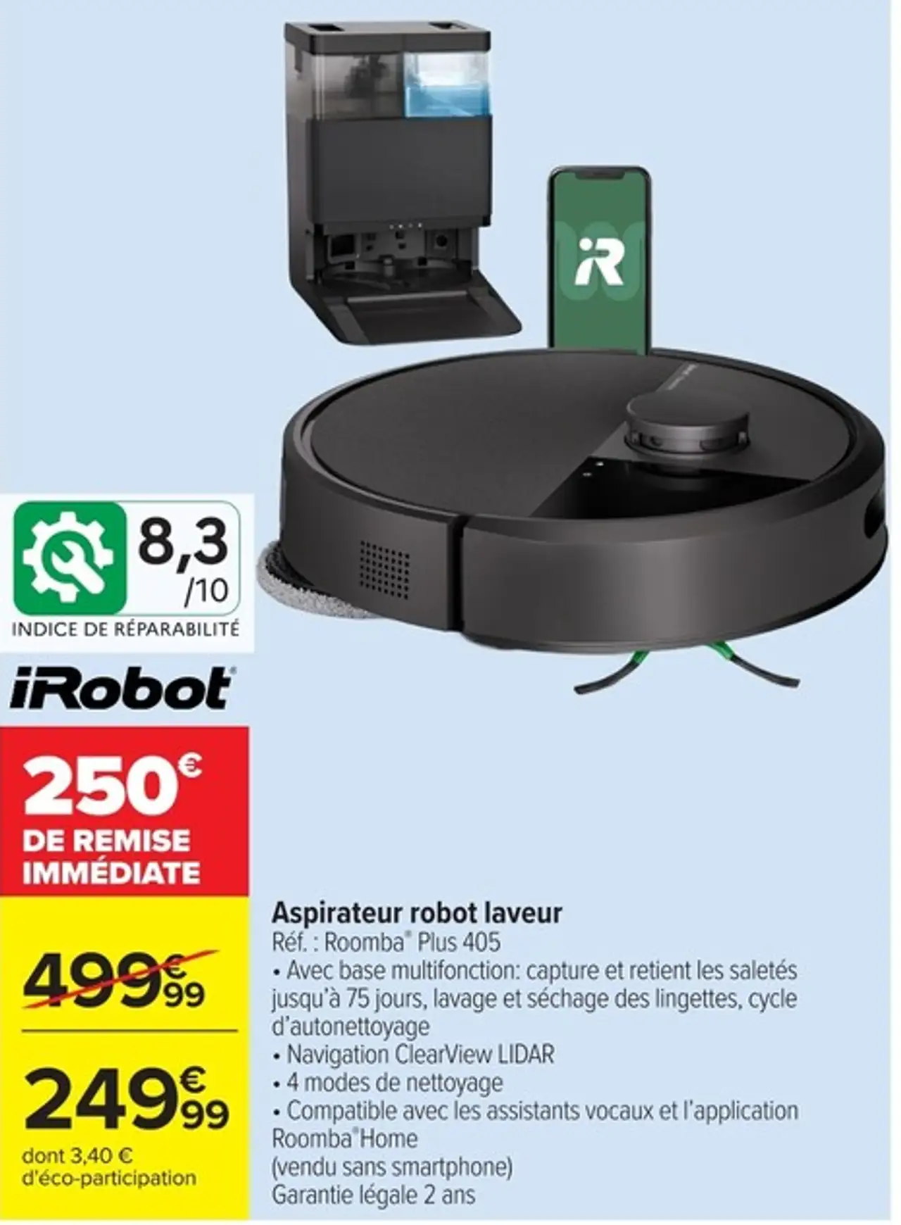iRobot Aspirateur robot laveur Roomba Plus 405