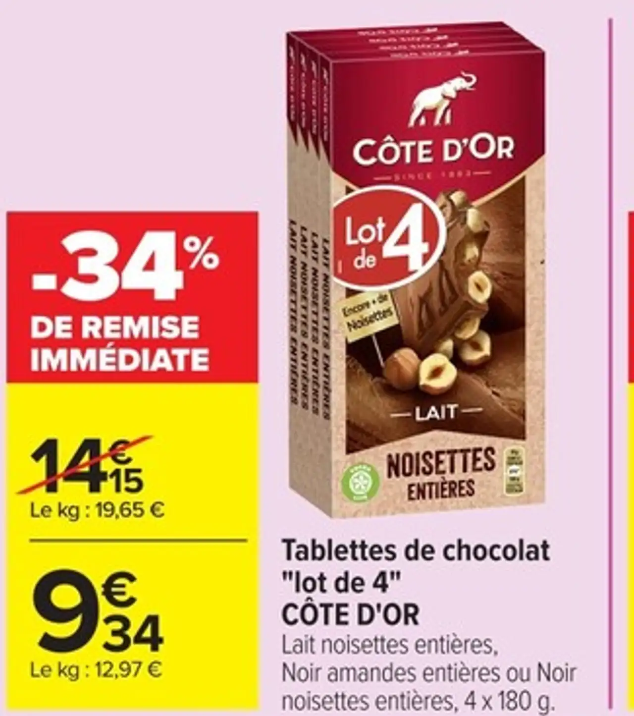 Tablettes de chocolat "Lot de 4" Côte d'Or