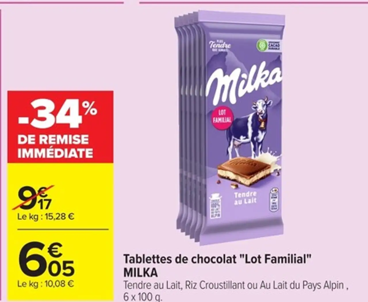 Tablettes de chocolat "Lot Familial" Milka