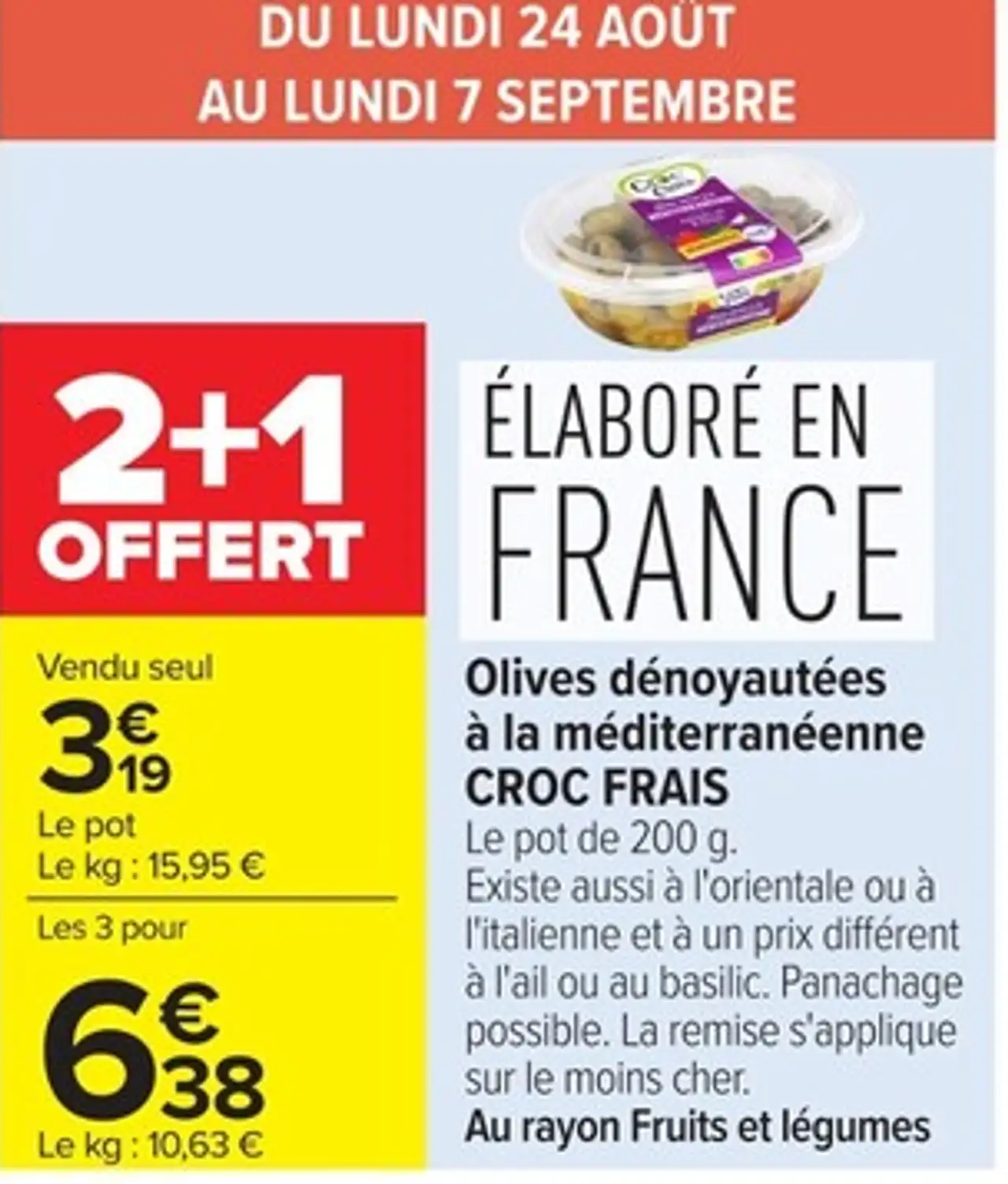 Olives dénoyautées à la méditerranéenne CROC FRAIS