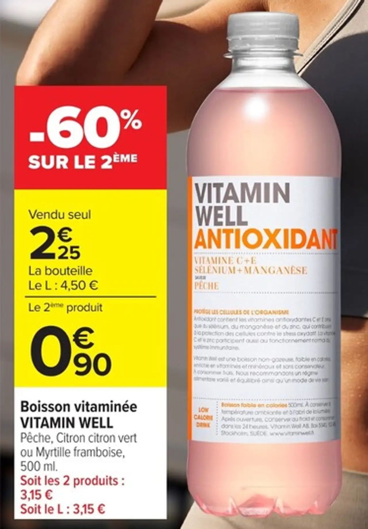Boisson vitaminée VITAMIN WELL Pêche, Citron citron vert ou Myrtille framboise