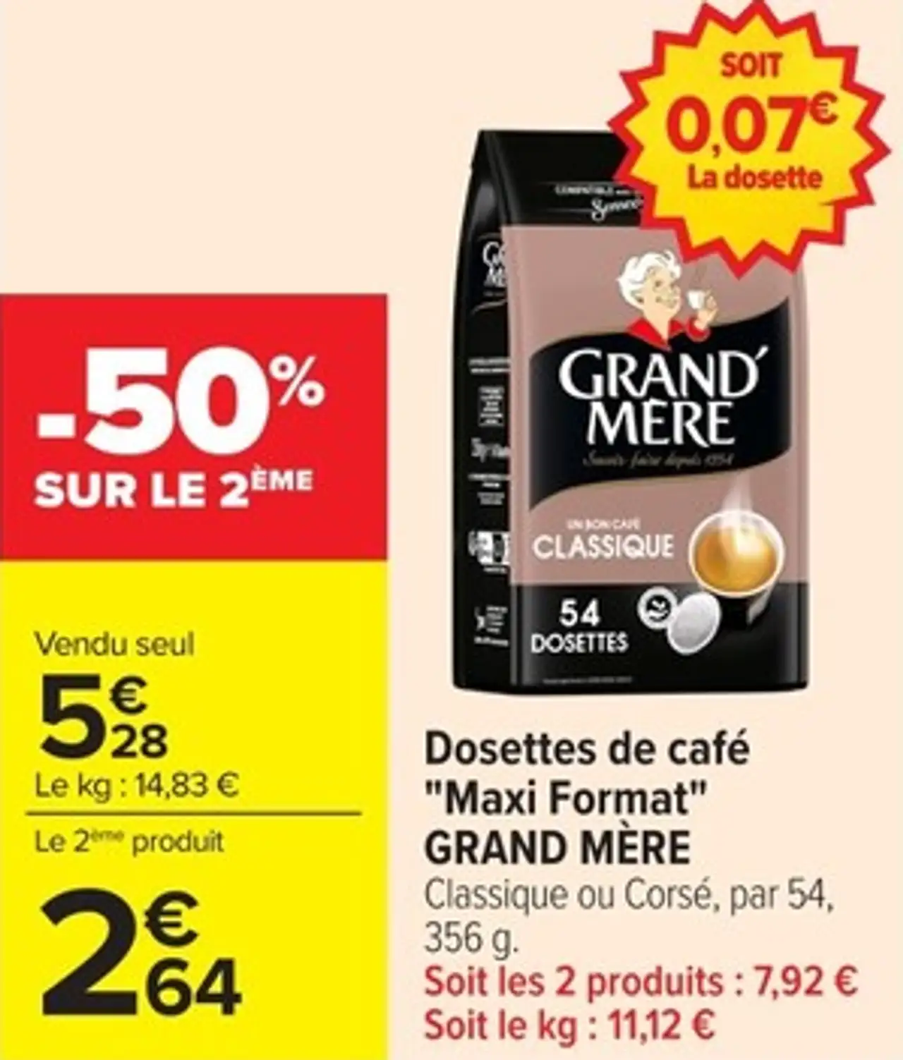 Dosettes de café "Maxi Format" Grand Mère