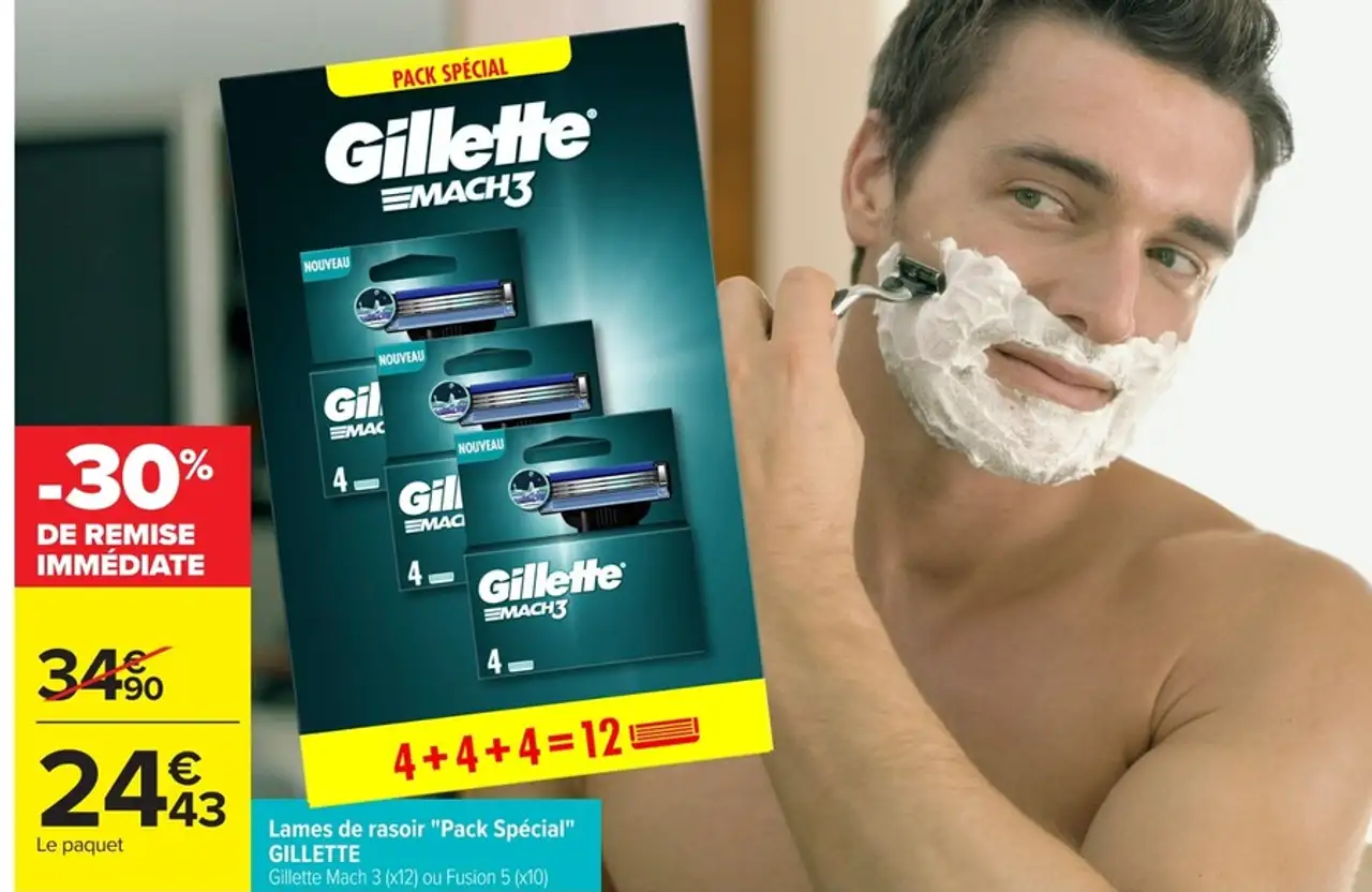 Lames de rasoir "Pack Spécial" Gillette Mach 3 (x12) ou Fusion 5 (x10)