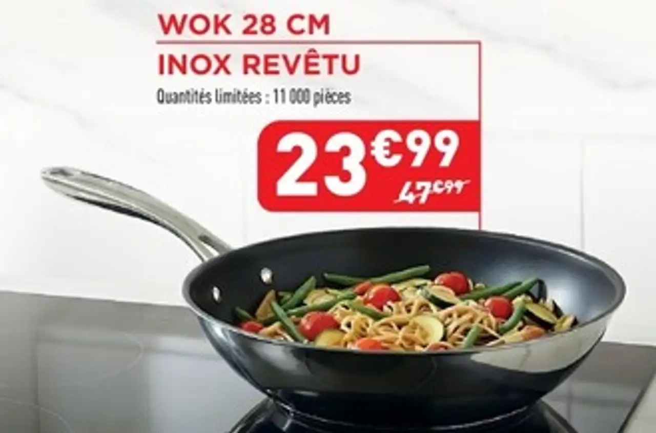 Tefal Perfect Resist Wok 28 cm Inox revêtu