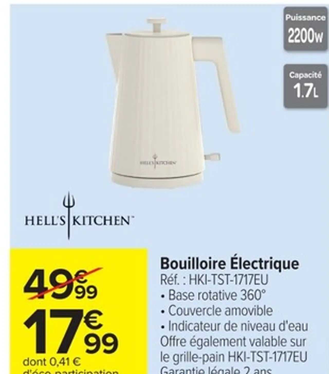 Bouilloire Électrique HELL'S KITCHEN HKI-TST-1717EU