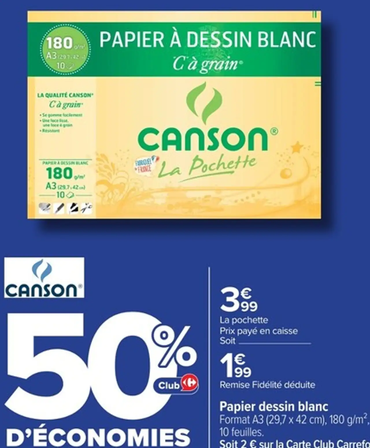 Papier dessin blanc Canson La Pochette