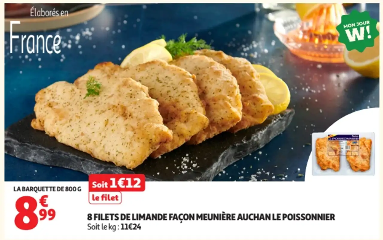 8 filets de limande façon meunière Auchan le Poissonnier