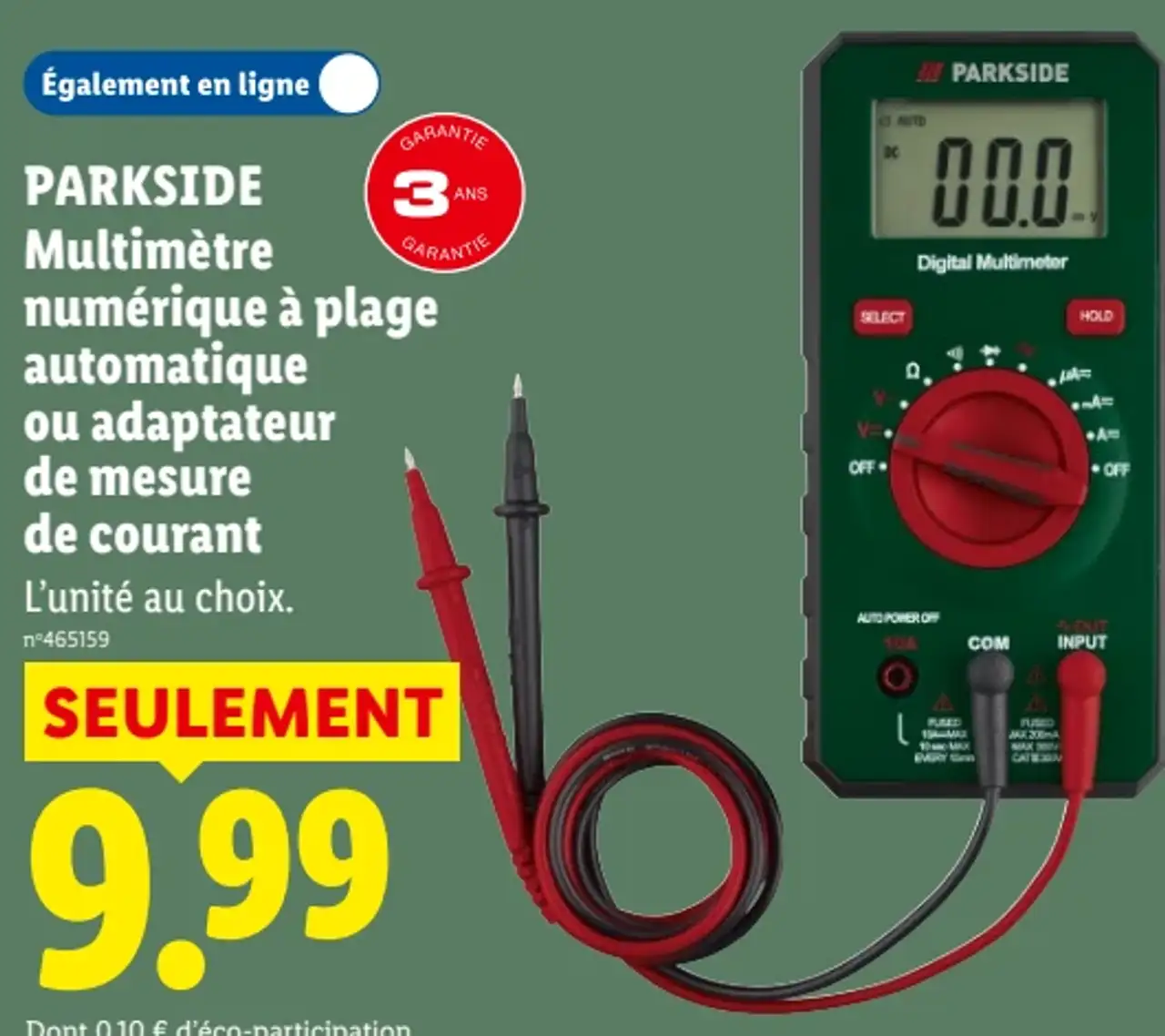 PARKSIDE Multimètre numérique à plage automatique ou adaptateur de mesure de courant