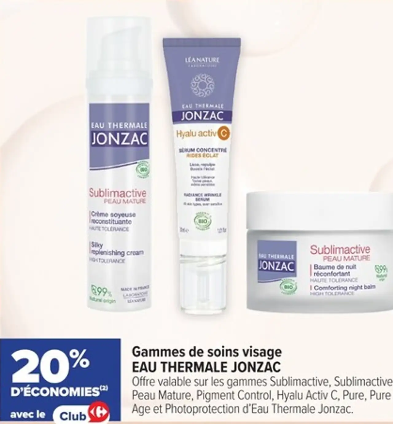 Gammes de soins visage EAU THERMALE JONZAC