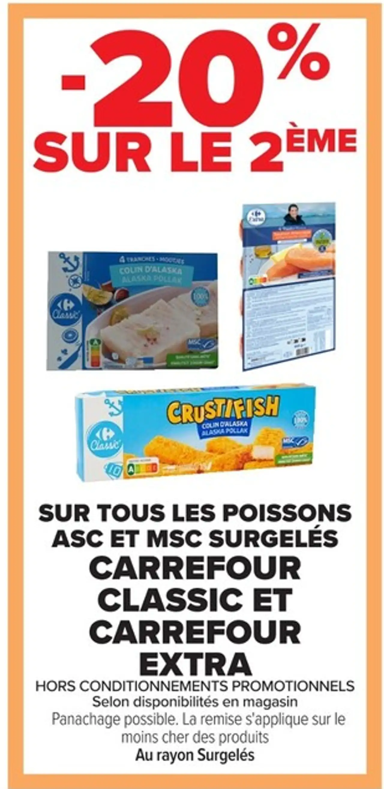 Poissons ASC et MSC surgelés Carrefour Classic et Carrefour Extra