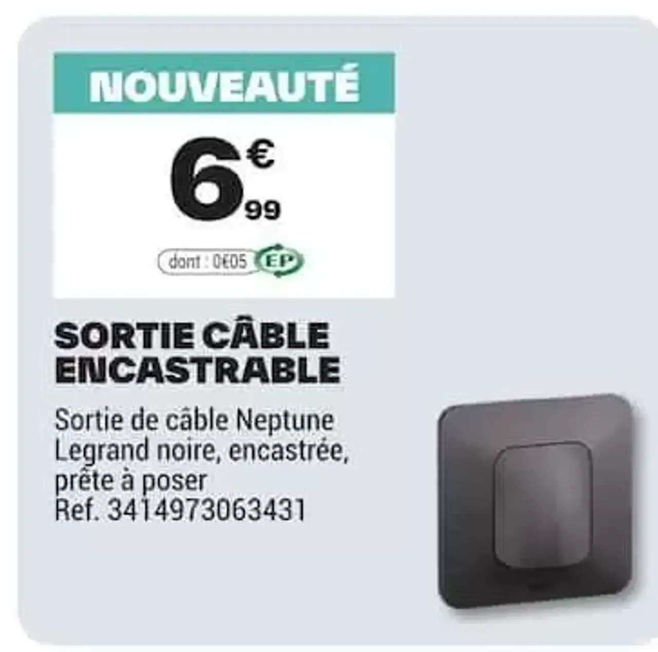 Sortie câble encastrable Legrand Neptune