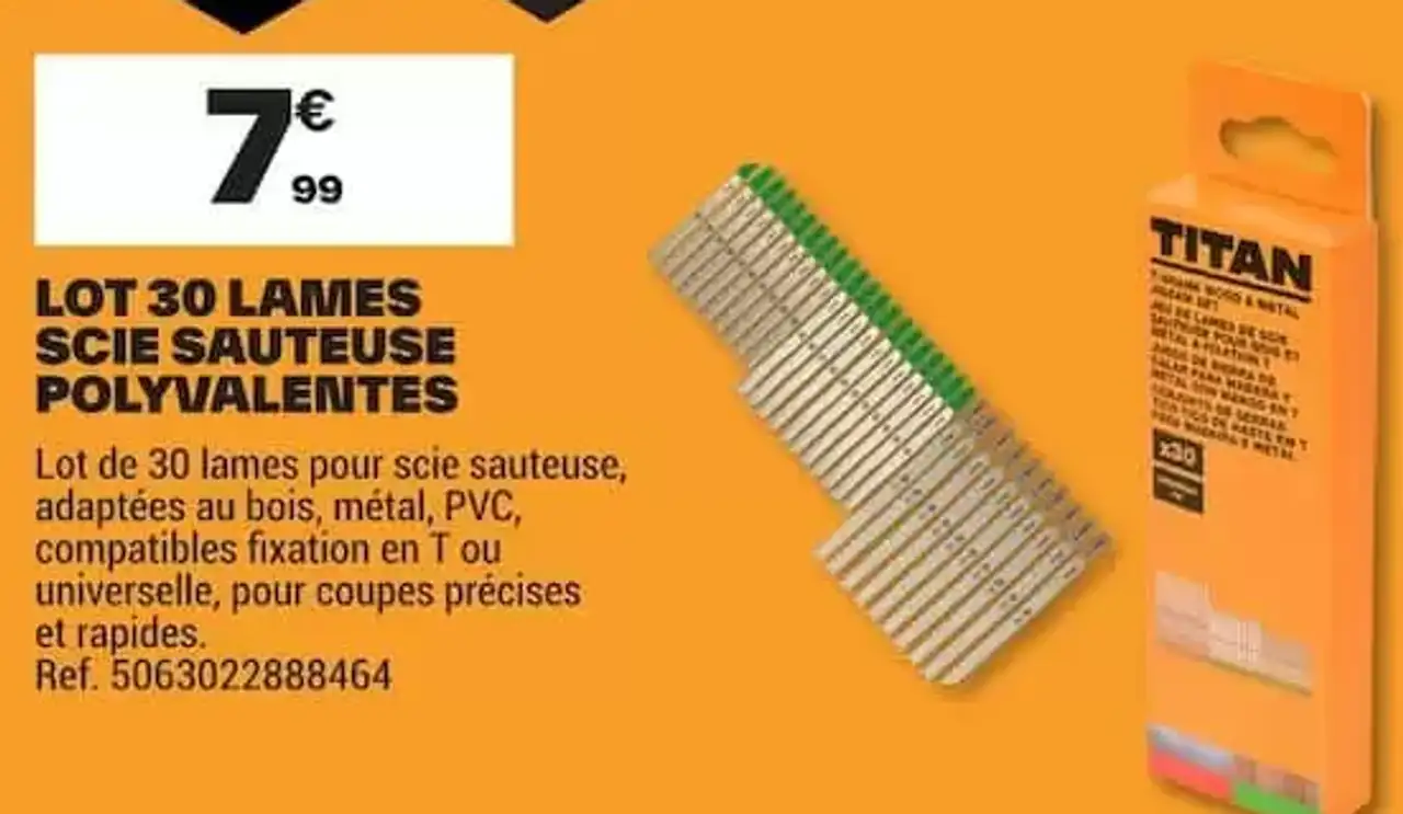 Lot 30 lames scie sauteuse polyvalentes Titan
