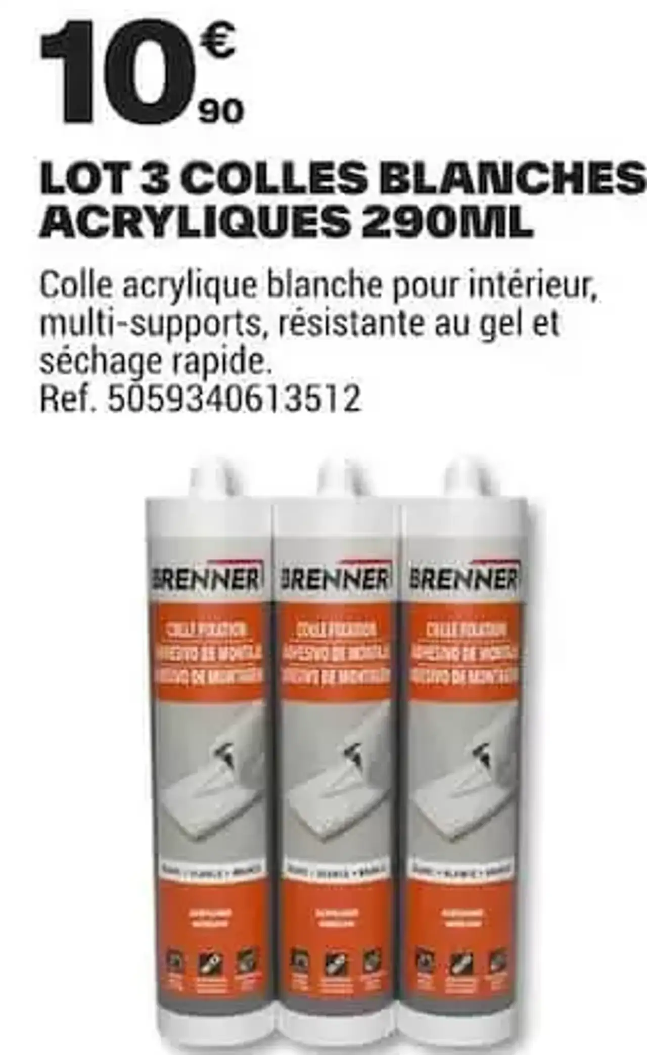 Lot 3 Colles Blanches Acryliques 290ML Brenner