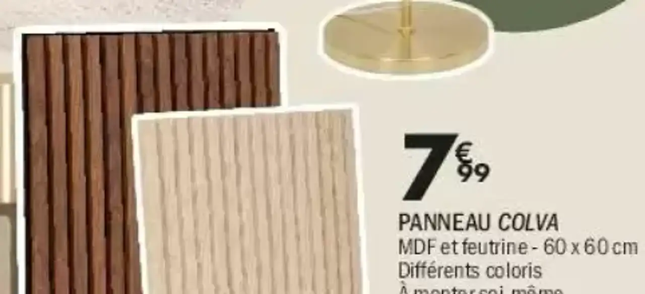Panneau Colva MDF et feutrine - 60 x 60 cm
