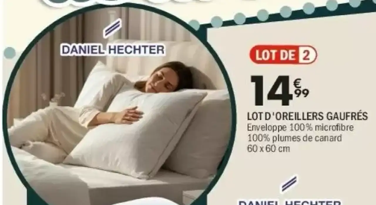 Daniel Hechter Lot d'oreillers gaufrés