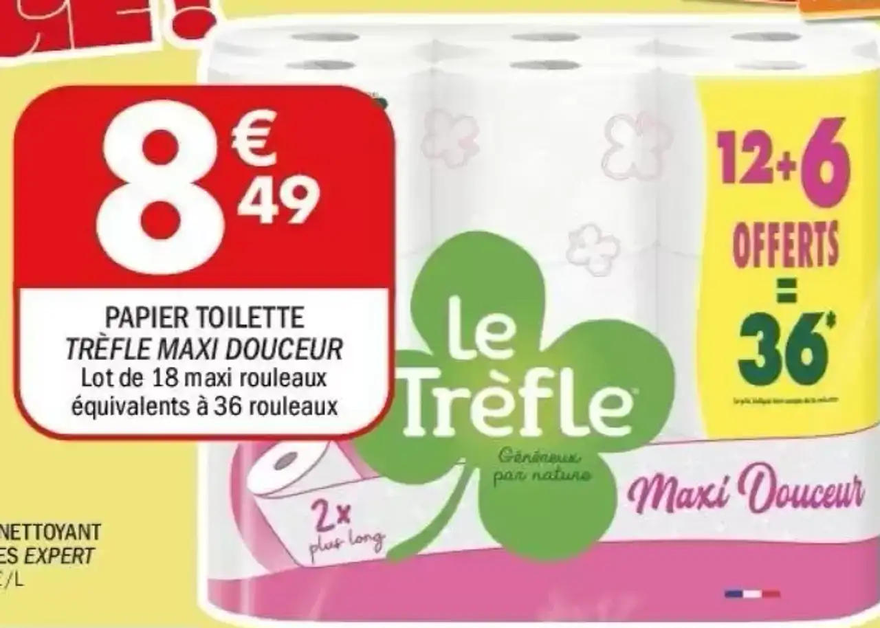 PAPIER TOILETTE TRÈFLE MAXI DOUCEUR