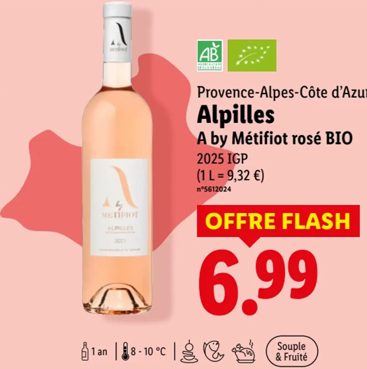 Provence-Alpes-Côte d'Azur Alpilles A by Métifiot rosé BIO 2025 IGP