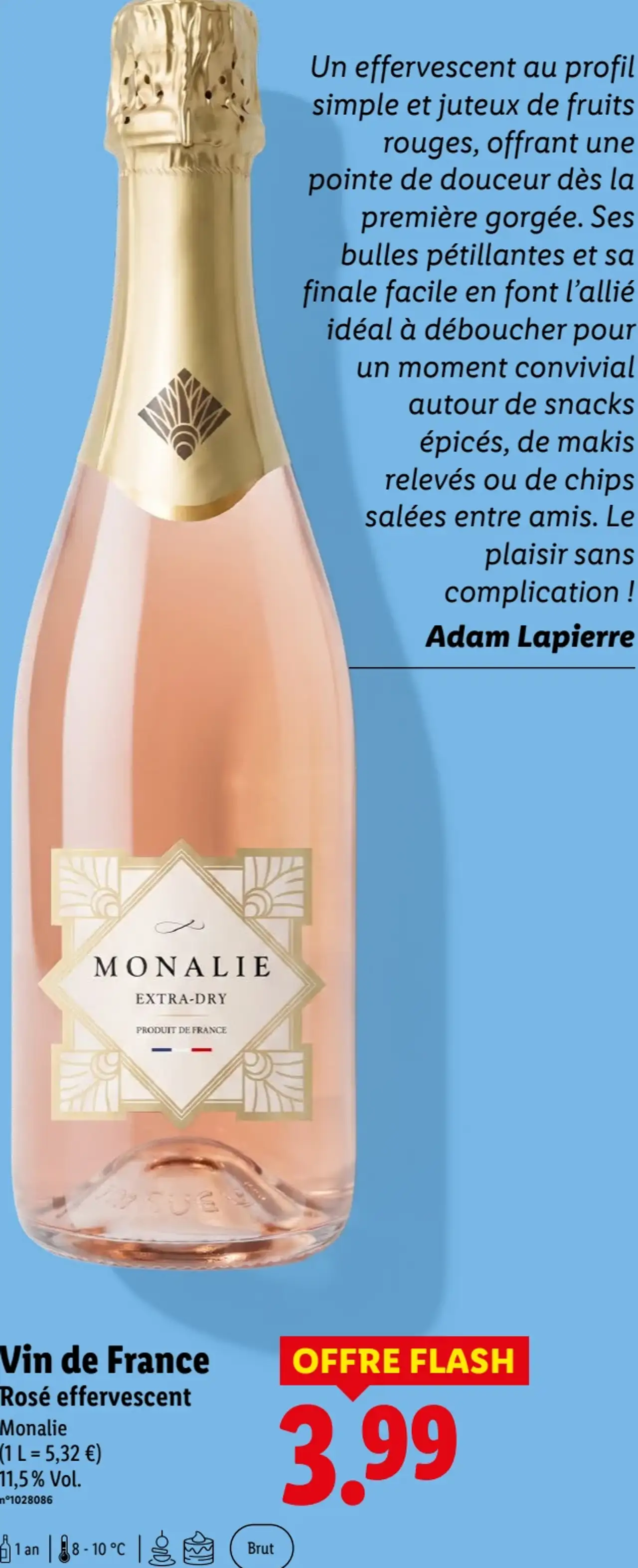 Vin de France Rosé effervescent Monalie